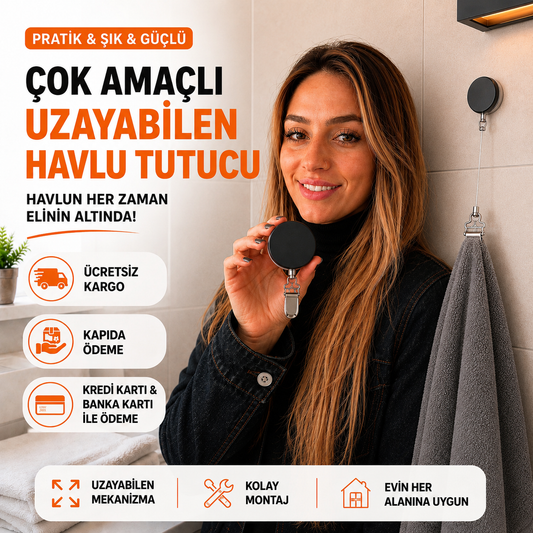 Çok Amaçlı Uzayabilen Havlu Tutucu - Mutfak & Banyo (Siyah)