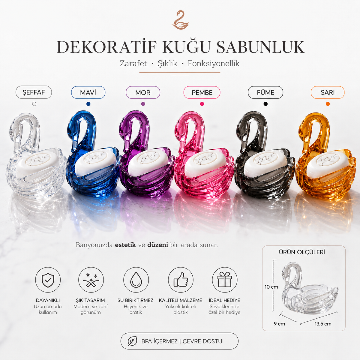Kristal Dekoratif Kuğu Sabunluk